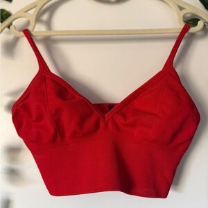 Bo & Tee Poppy Red Sports Bra Crop Top Contour Bralette size M